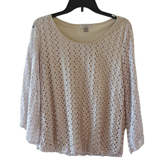 Roz & Ali Tops - EUC Roz & Ali Lace Overlay Top, M